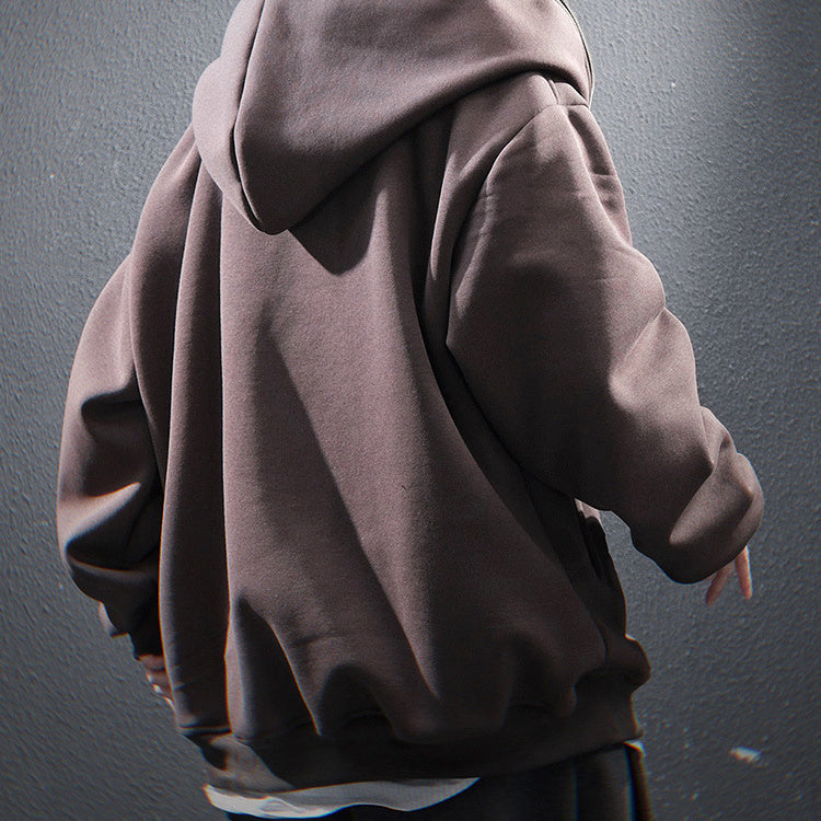 Oblique Zipper Hooded