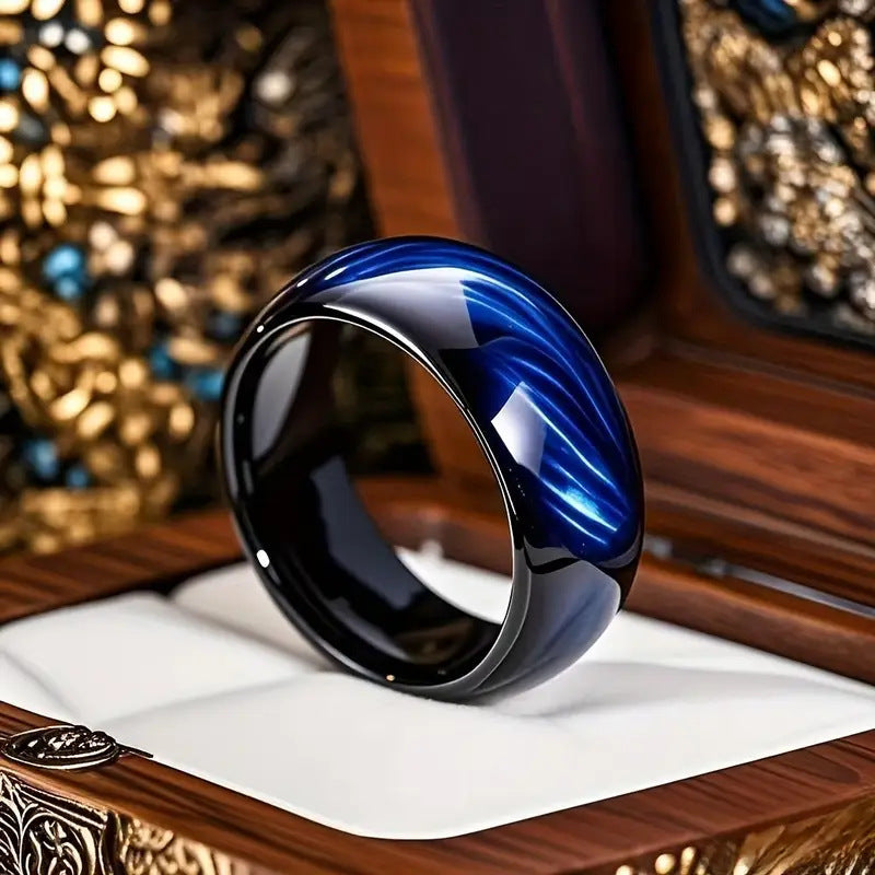 Men's 8mm Black Titanium Steel Ring