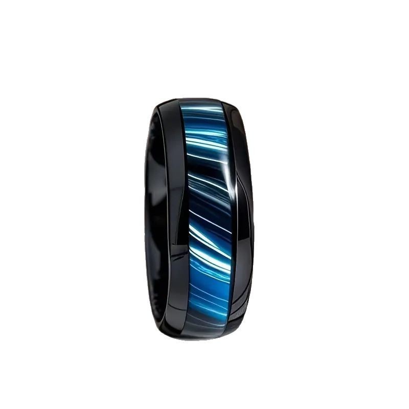 Men's 8mm Black Titanium Steel Ring