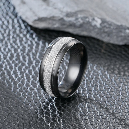 Fashion Design Frosted Titanium Steel Men's Ring