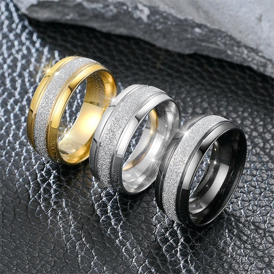 Fashion Design Frosted Titanium Steel Men's Ring